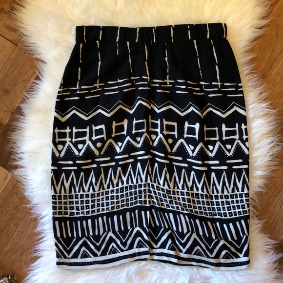 Vintage Dresses & Skirts - 3/$25High waisted Tribal printed black white skirt
